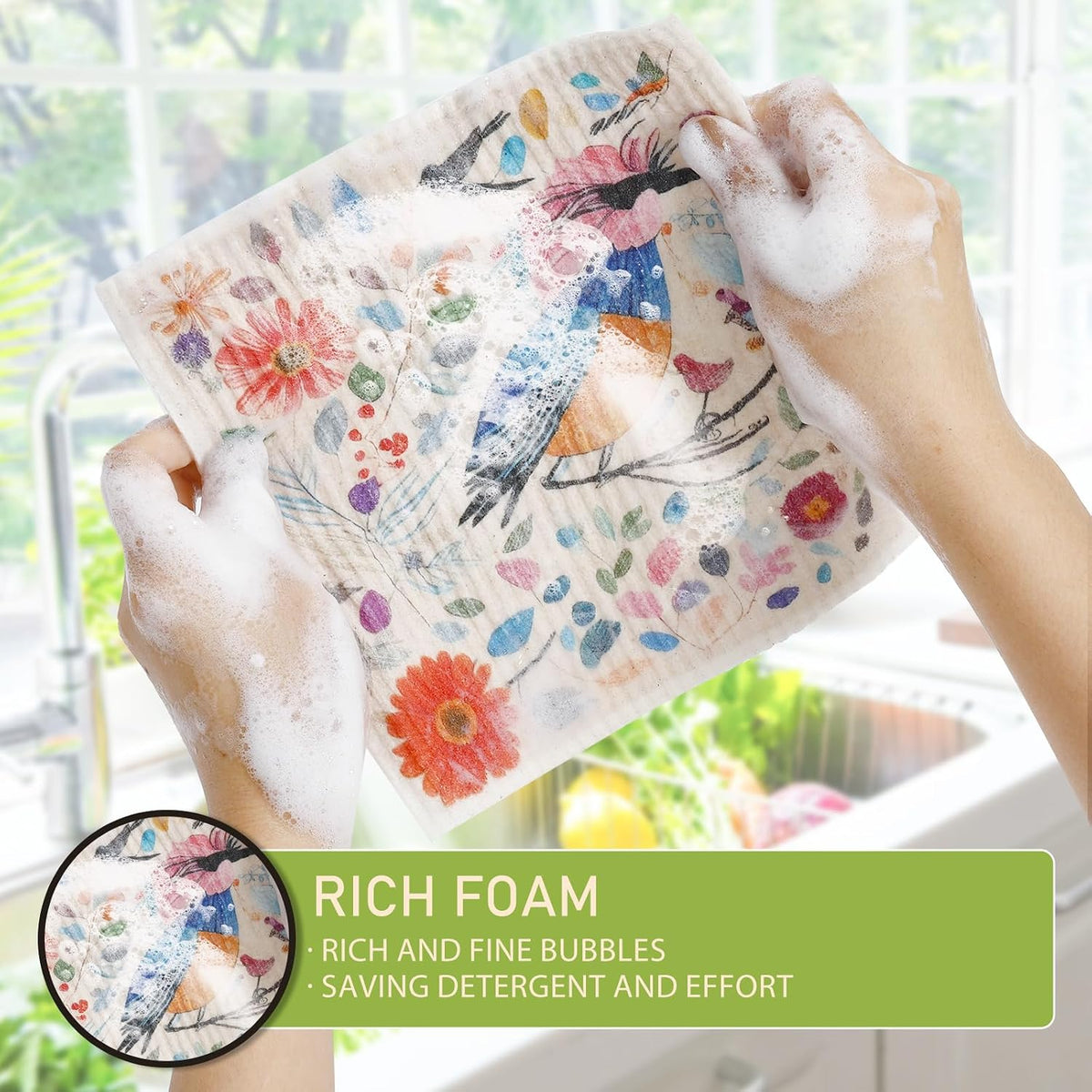 Swedish Dishcloths for Kitchen Reusable 6 Pack Kitchen Towels No Odor Quick-Drying Reusable Paper Towels Reusable