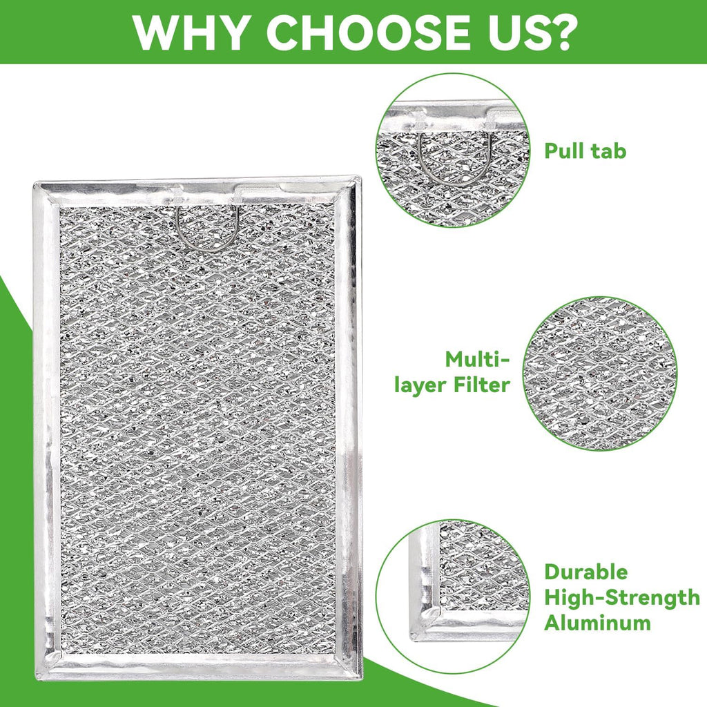 Microwave Grease Filter Replacement for WB02X35491 WB6X10359 Models, Aluminum Mesh Screen for GE, Whirlpool, Frigidaire Microwaves (7-5/8" x 5"), Microwave Vent Filter Replacement, Easy to Clean