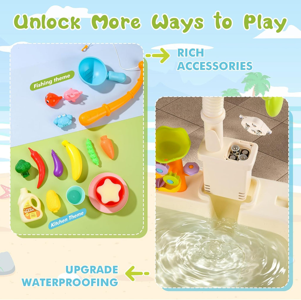 2026 Upgraded Water Table for Toddlers 3+, Water Table for Kids Ages 4-8 with Pump, Play Sink with Running Water