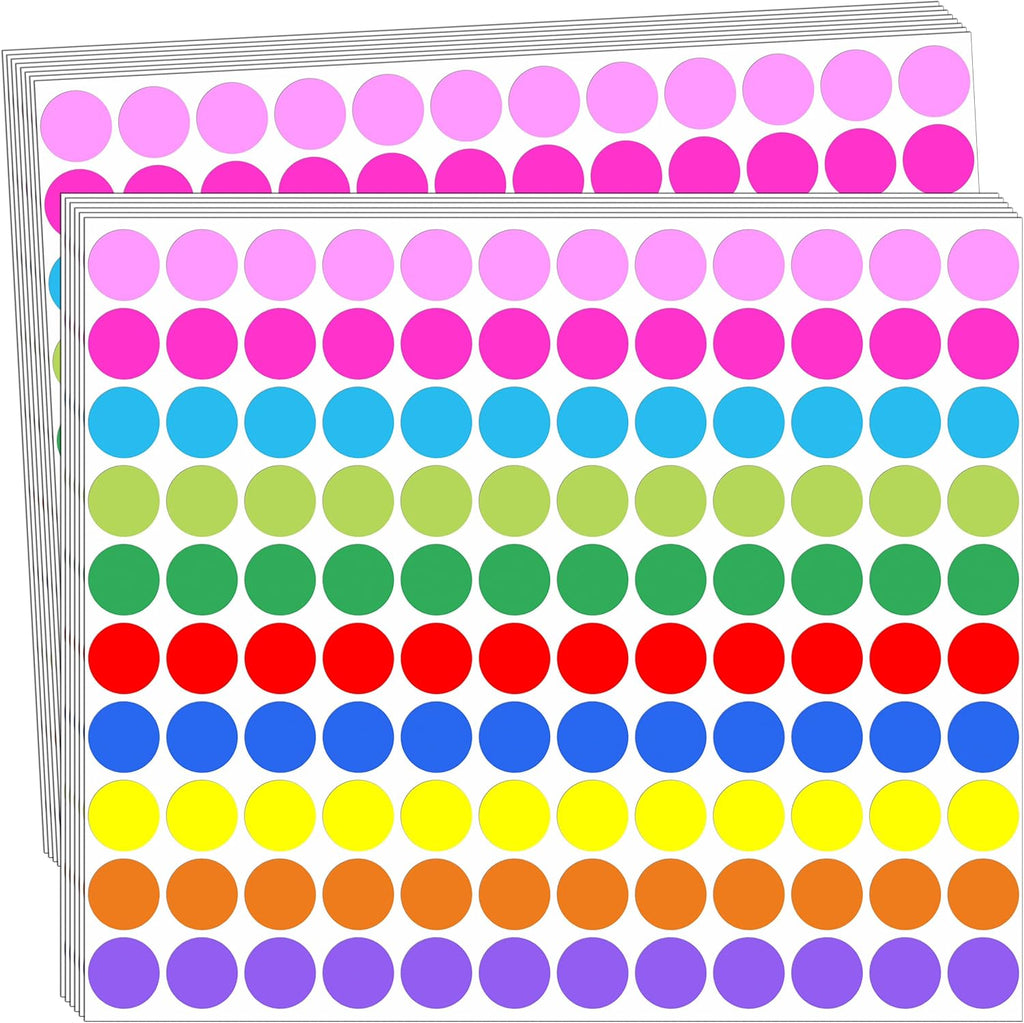 2040 PCS Colored Dot Stickers,3/4 Inch,10 Colors Round Circle Labels