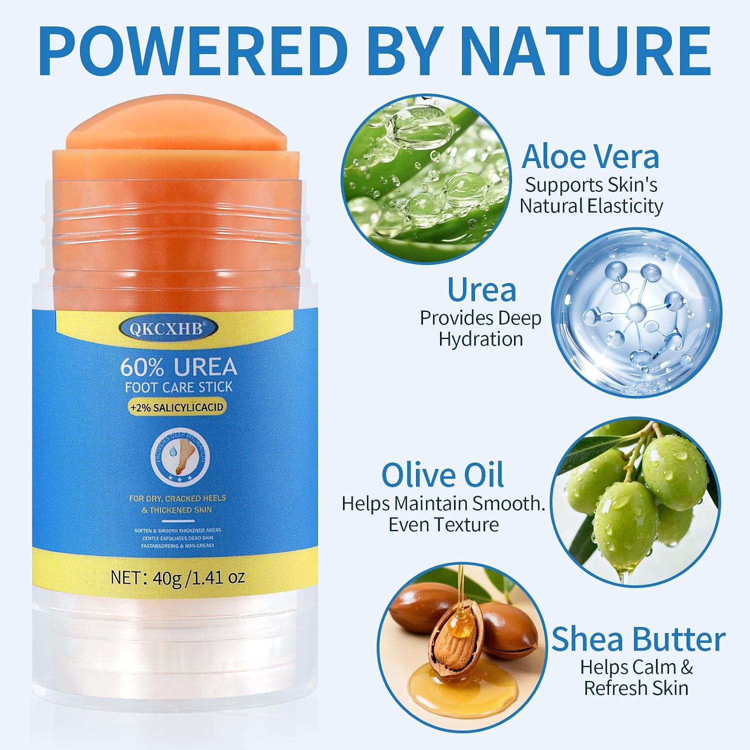 60% Urea Foot Cream Stick with 2% Salicylic Acid - Maximum Strength Callus Remover for Dry Cracked Heels, Hands