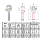 uxcell 2pcs POS8 Spherical Rod End Bearing 8mm Bore Self-Lubricated Joint Bearing M8x1.25 Left Hand Male Thread Connector