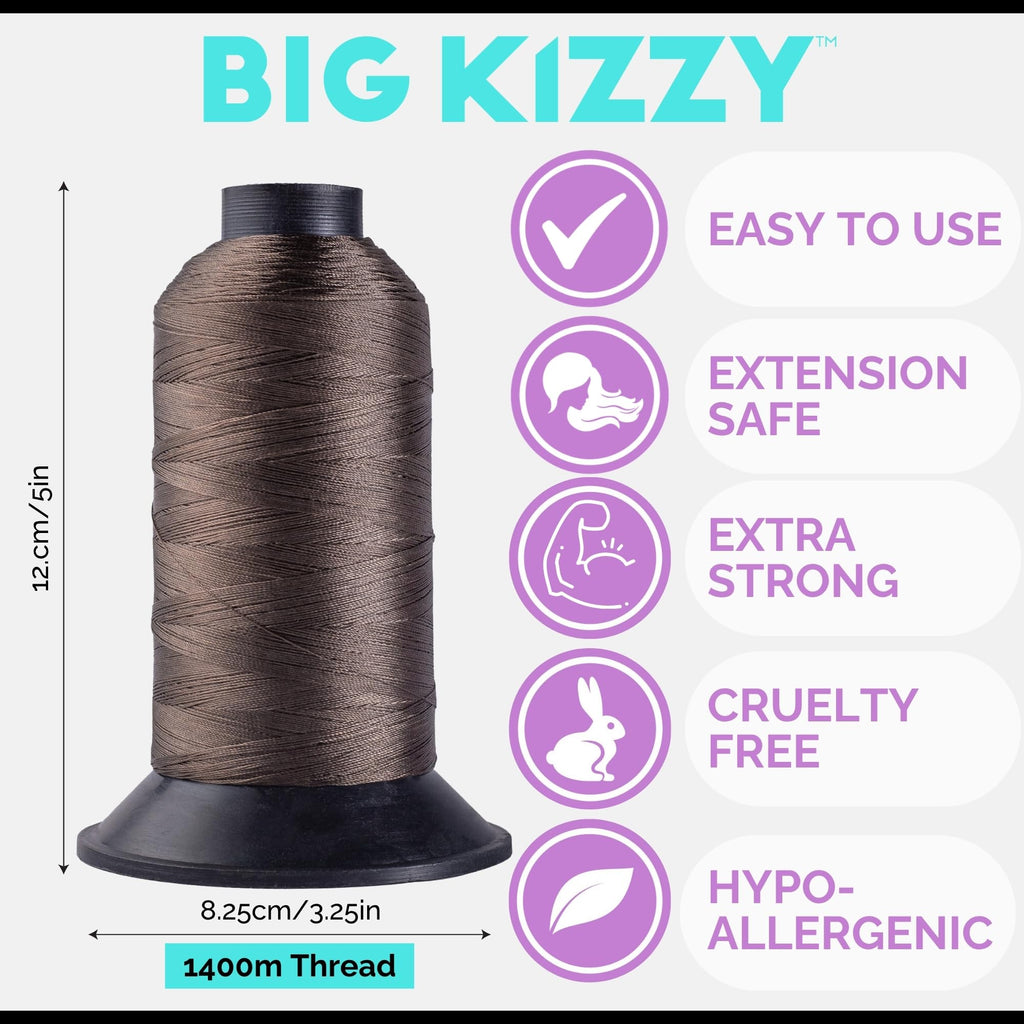 Light Brown 1400m Nylon Thread for Hair Extensions, Weft & Wigs