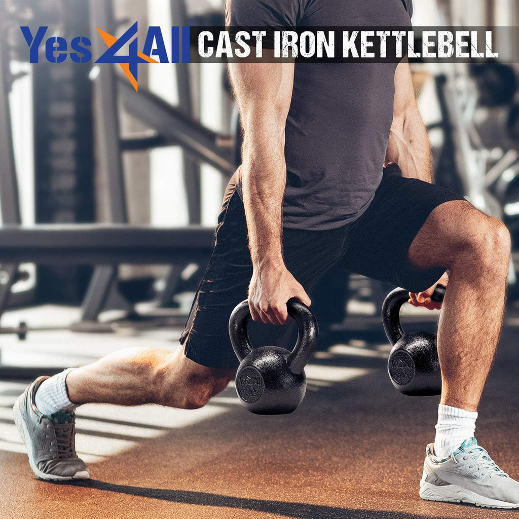 Kettlebell Sets, 5 - 10 - 15 - 20 - 25 - 30 LB Cast Iron Strength Training Kettlebells, Wide Handles & Flat Bottom
