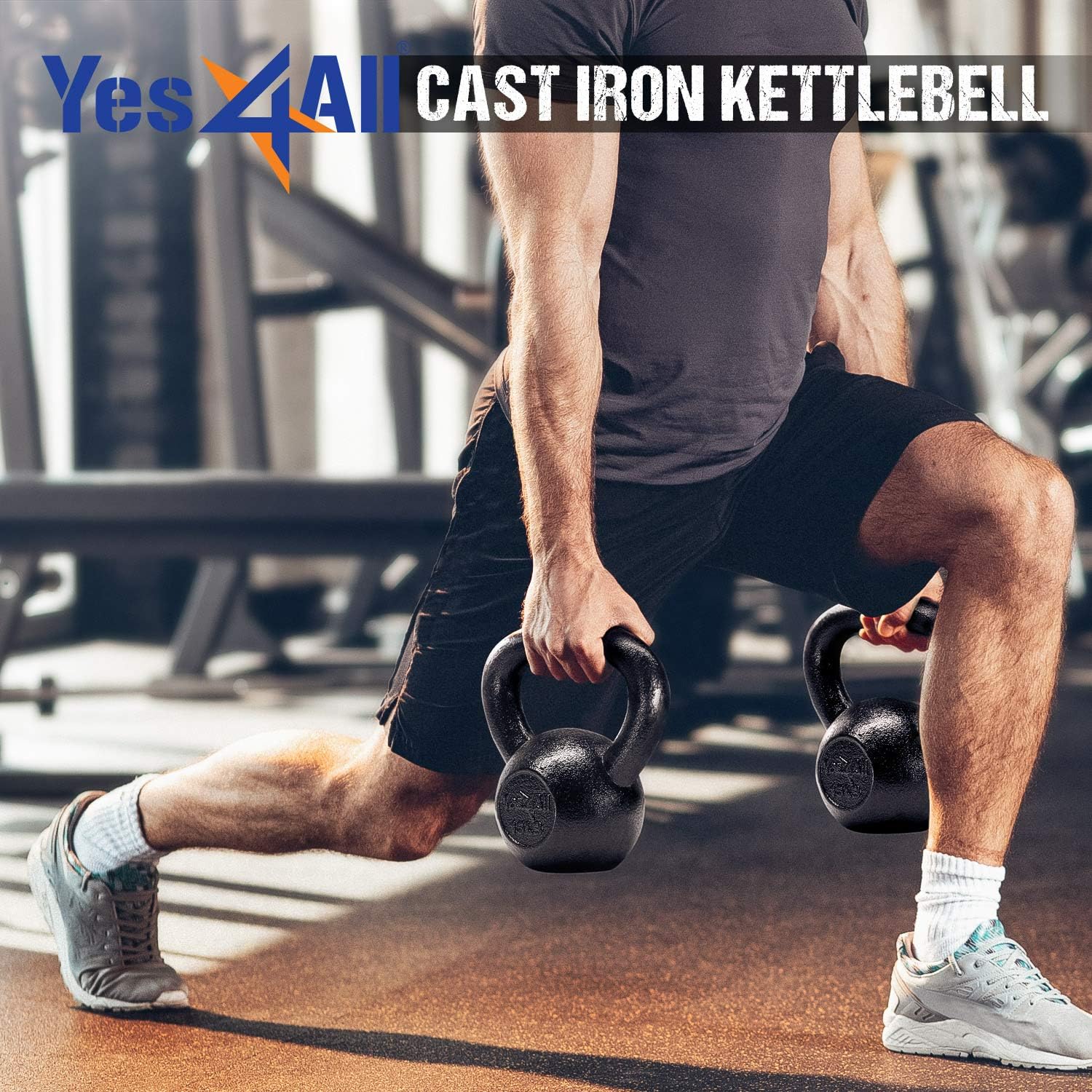 Kettlebell Sets, 5 - 10 - 15 - 20 - 25 - 30 LB Cast Iron Strength Training Kettlebells, Wide Handles & Flat Bottom