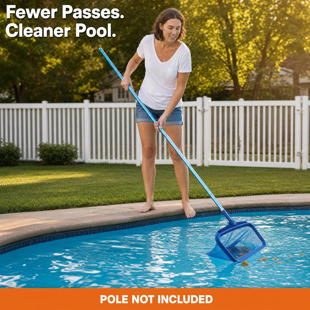 20" Pool Skimmer Net - Heavy-Capacity Deep Bag Leaf Rake for Inground & Above Ground Pools - Fine Mesh Catches