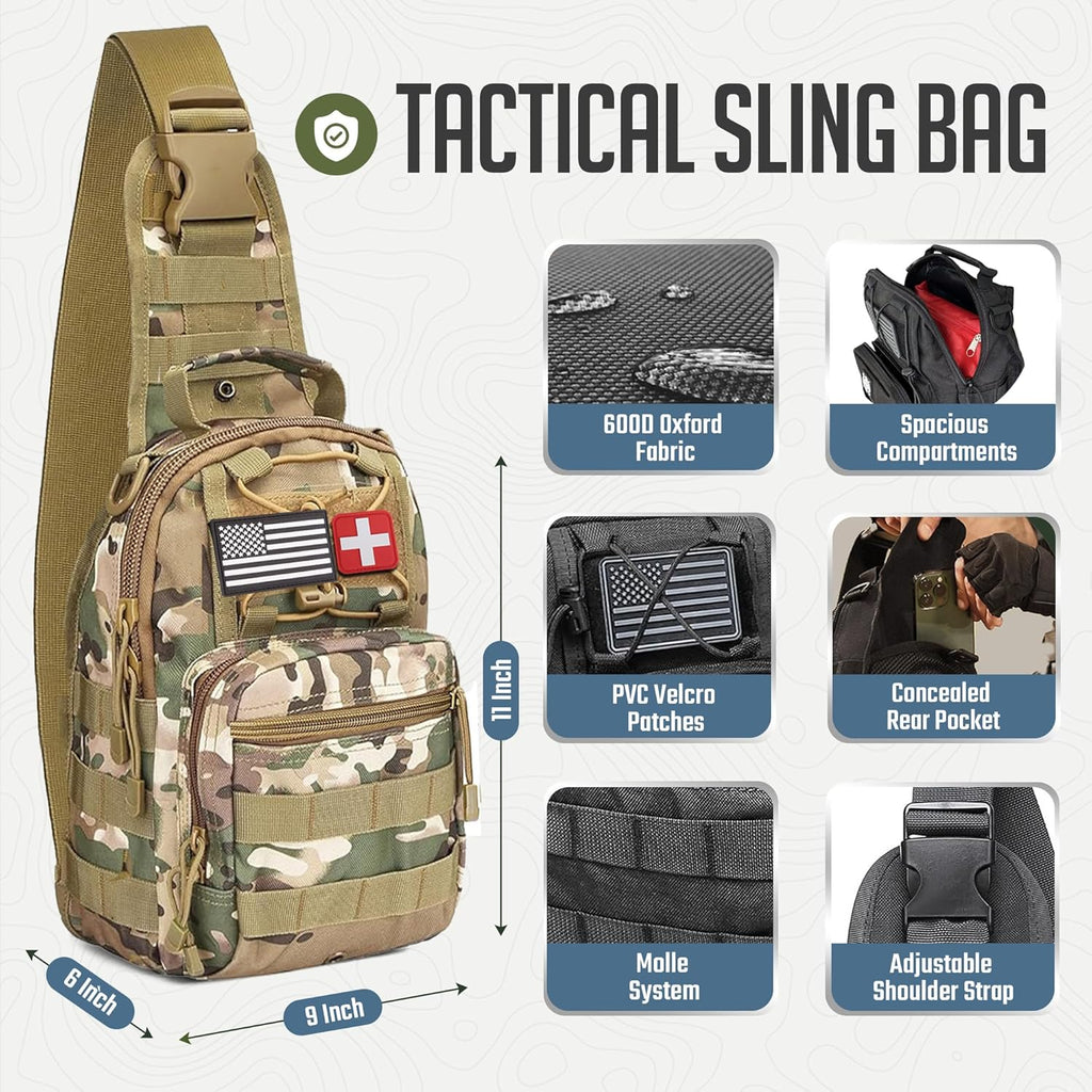 Survival Kit, 250 Pcs, Emergency Gear and Supplies, First Aid, Bug Out Go Bag, EDC, Molle System Backpack, Hiking