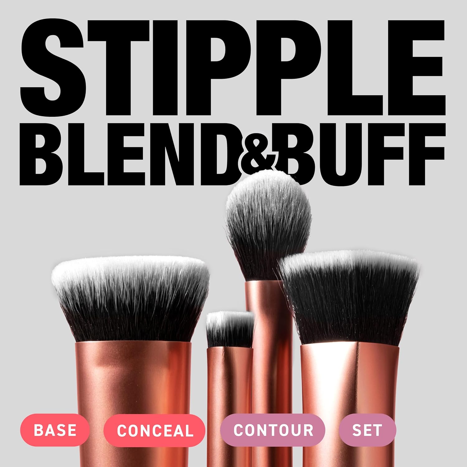 4 Piece Face Base Makeup Brush Set, For Concealer, Foundation, Contour, & Setting Powder, Makeup Brushes For Blending