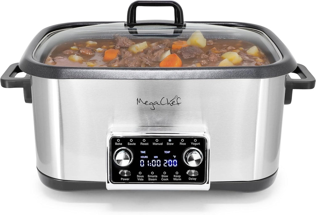 Deluxe 8 Quart 12-in-1 Programmable Multi Cooker with Sous Vide and Multi-Functions, Digital Display, Adjustable