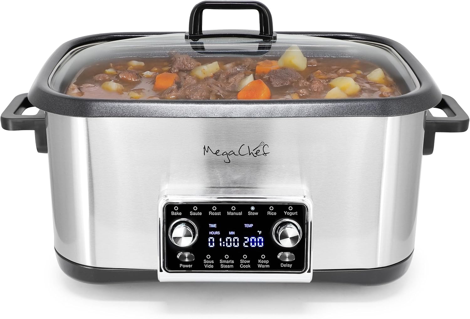 Deluxe 8 Quart 12-in-1 Programmable Multi Cooker with Sous Vide and Multi-Functions, Digital Display, Adjustable