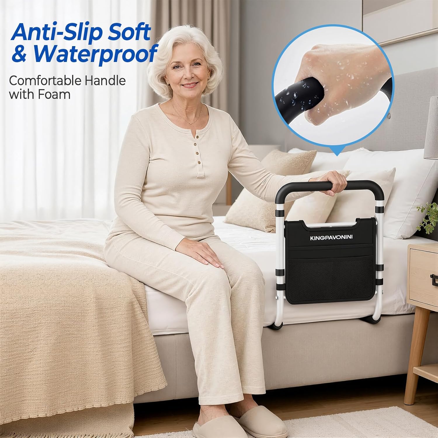 Bed Rails for Elderly Adults Safety - ASTM Approved 2026 Upgrade Adjustable Bed Cane with Non-Slip Ergonomic Handle &