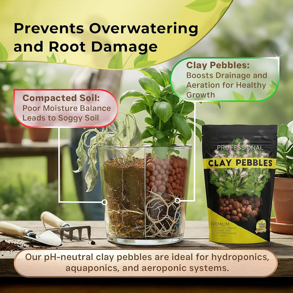 Professional Clay Pebbles for Plants, Expanded Clay Pebbles 2.2 Qt | Clay Pebbles for Plants Hydroponic Promote