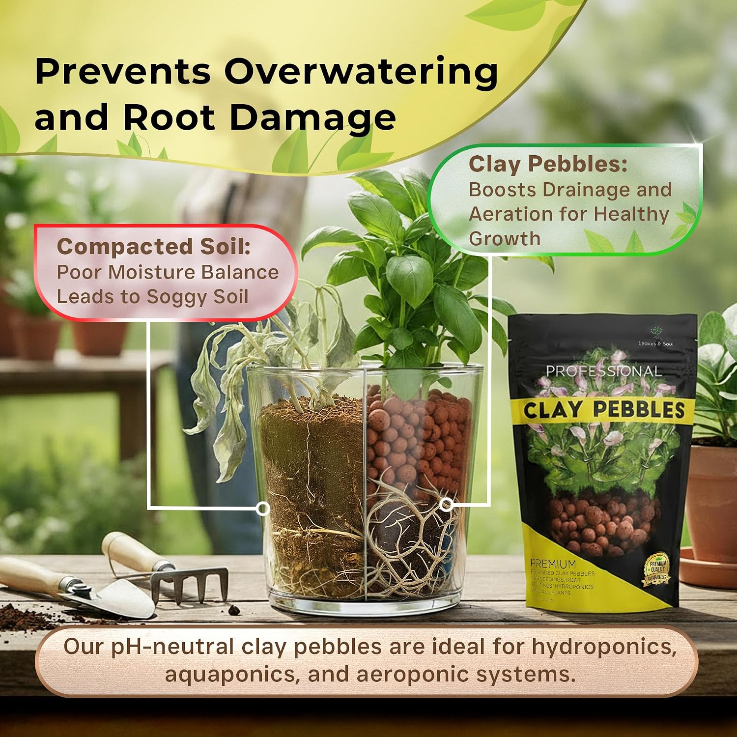 Professional Clay Pebbles for Plants, Expanded Clay Pebbles 2.2 Qt | Clay Pebbles for Plants Hydroponic Promote