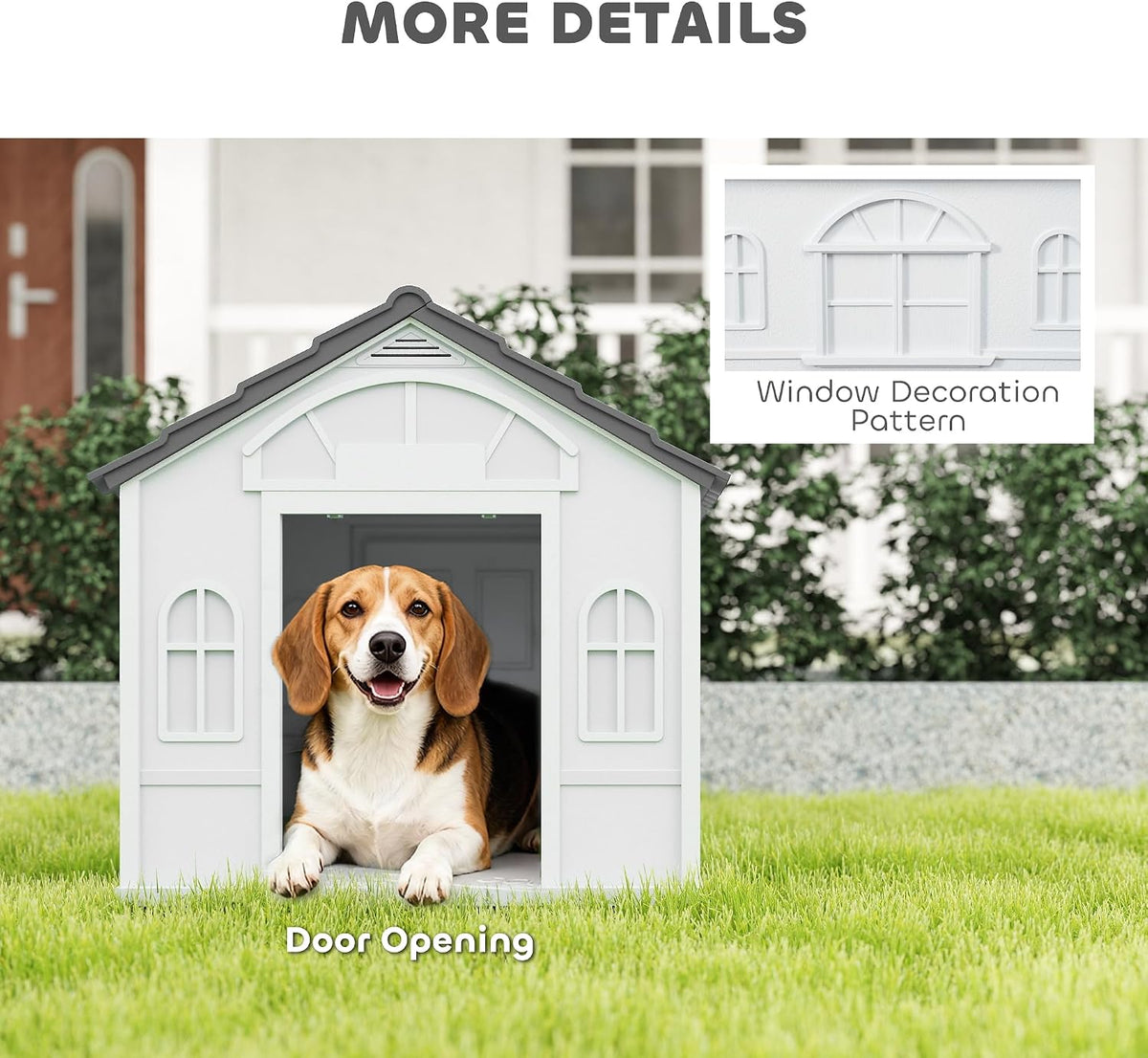 Plastic Dog House for Medium and Small Dogs, Water Resistant Puppy Shelter Indoor Outdoor with Door, Easy to