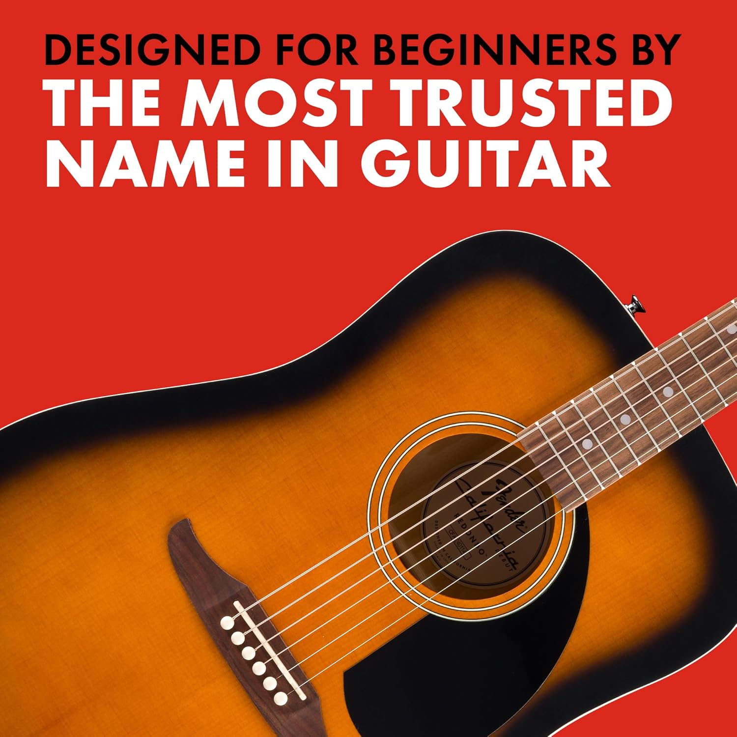 California Debut Redondo Series Beginner Acoustic Guitar, Sunburst | California Series, beginner acoustic guitar for