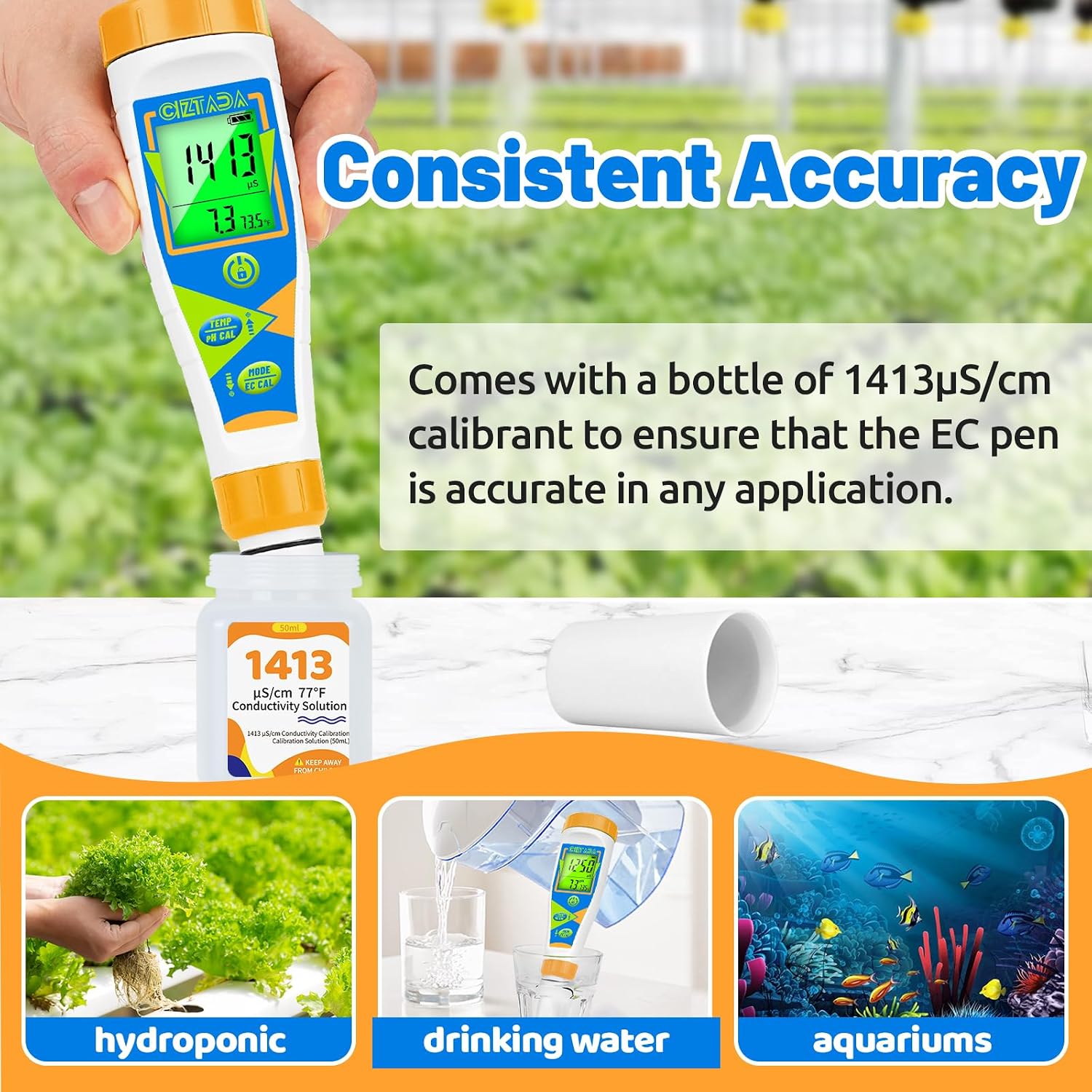 Digital pH Tester Water pH EC PPM Meter for Hydroponics Nutrients | pH Conductivity TDS Temperature Monitor Meter