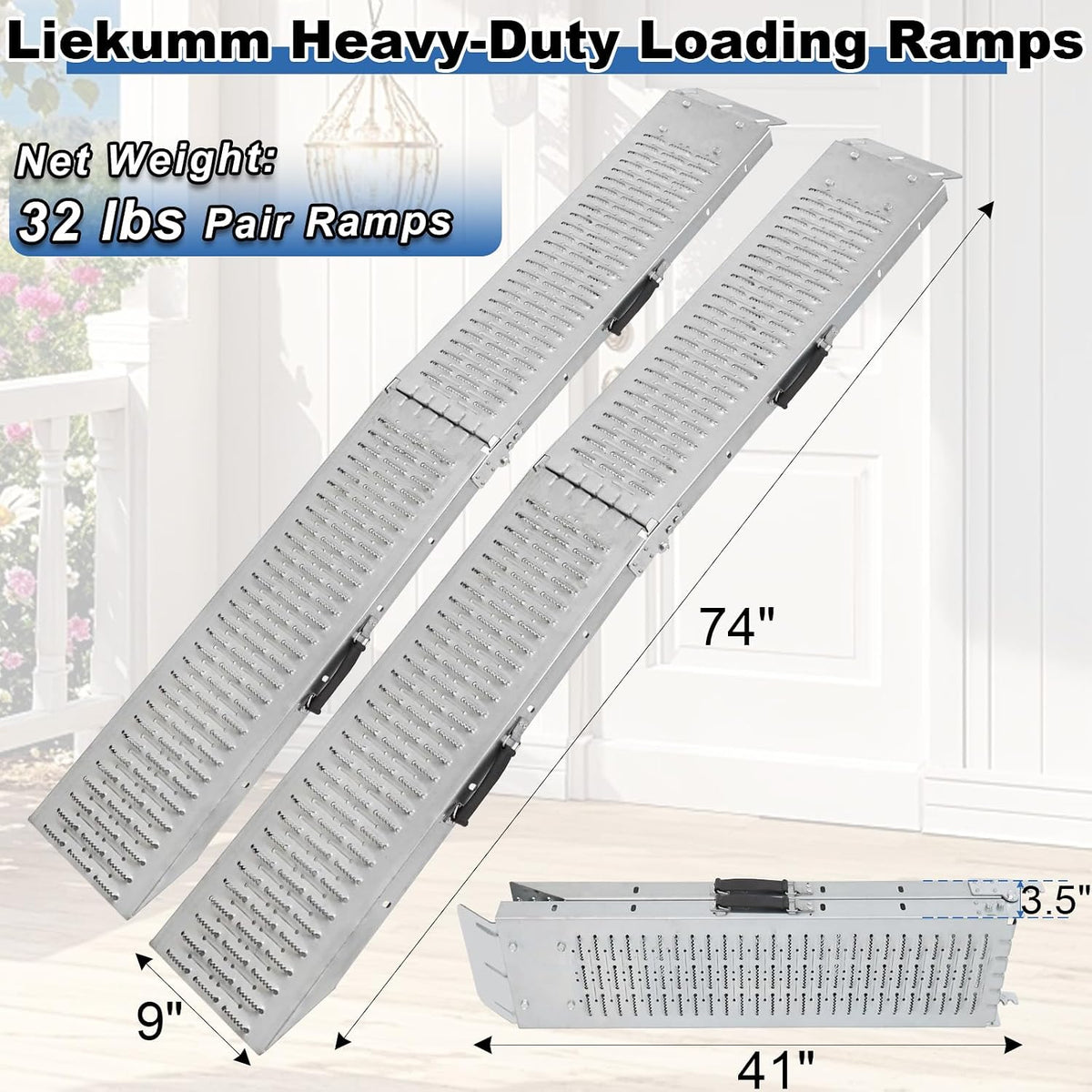 74" ATV Ramps 2-Pack, 880 lbs Loading Ramps for Pickup Trucks