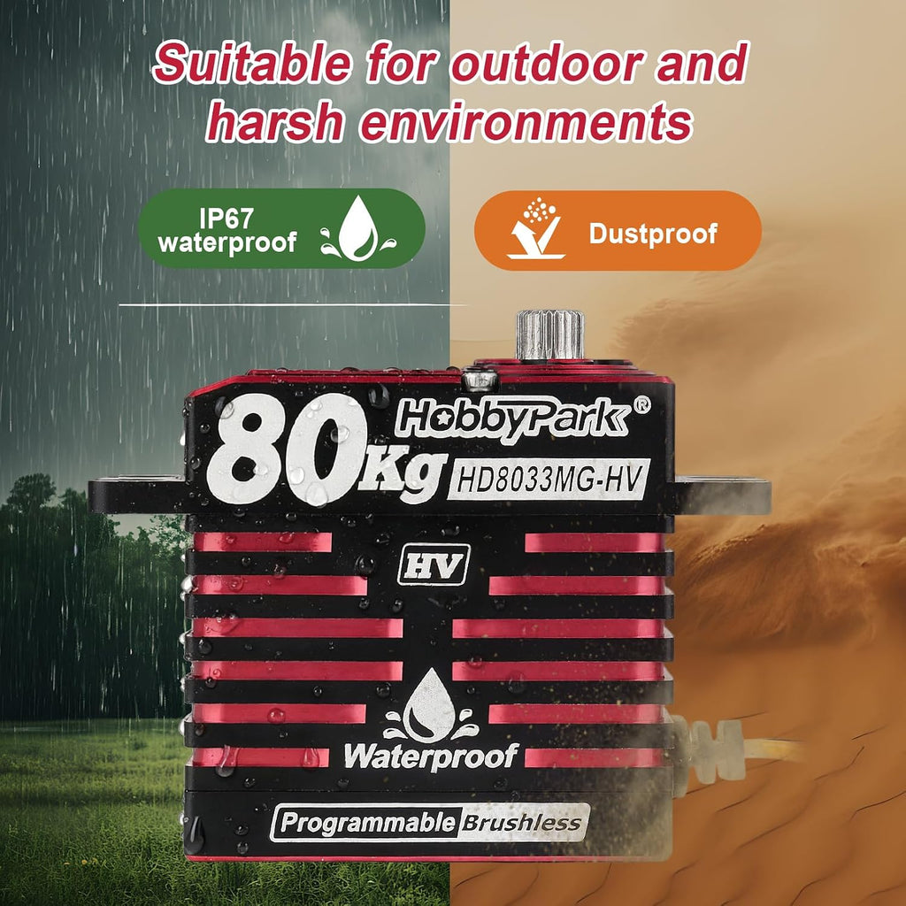 Direct Powered Waterproof High Torque RC Servo 1104oz-in 80kg Standard Servo Brushless Motor Metal Gears High Speed