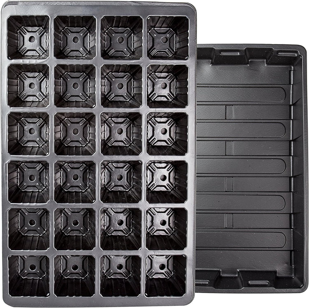 10 Pack -240 Cells -24 Grow Trays with Humidity Dome and Cell Insert - Mini Propagator for Seed Starting and Growing