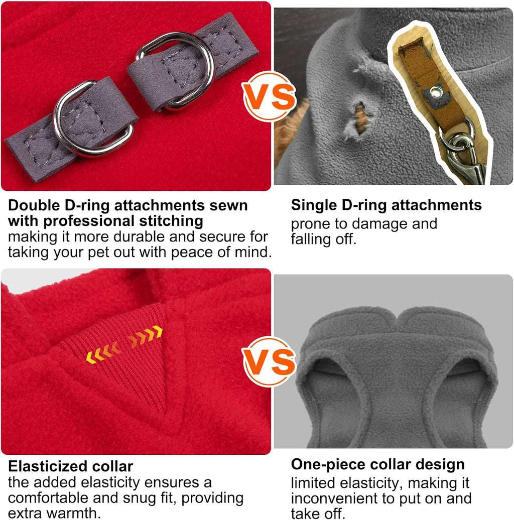 Dog Fleece Vest Sweater Winter Jacket for Small and Medium Dogs with D-Ring Leash Cold Weather Coat Hoodie for XS S M