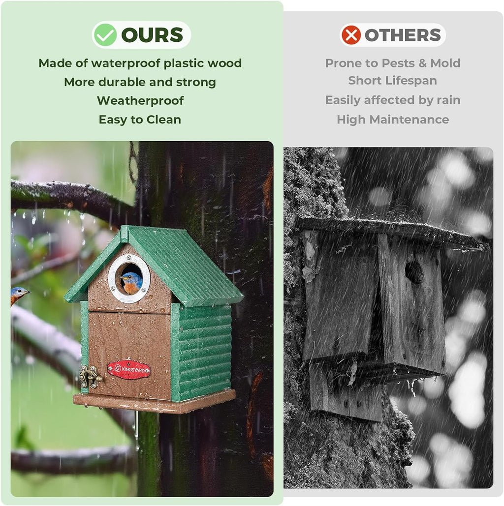 Bluebird House with Predator Guard, Recycled Poly Lumber