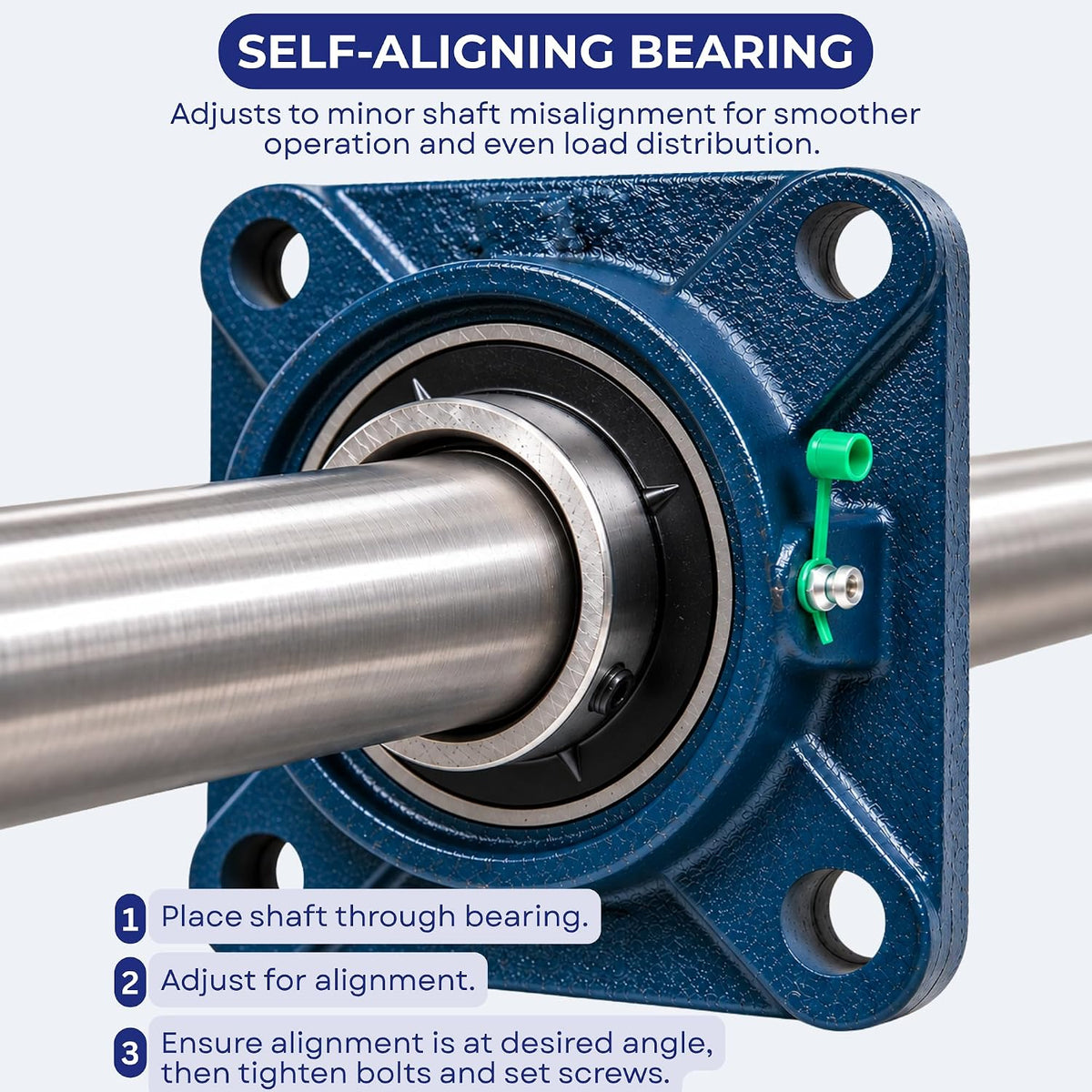Jeremywell UCF205-16 Pillow Block Bearing (2 Pack), 1 inch Bore, 4-Bolt Flange Mounted, Solid Base, Self-Alignment, Square