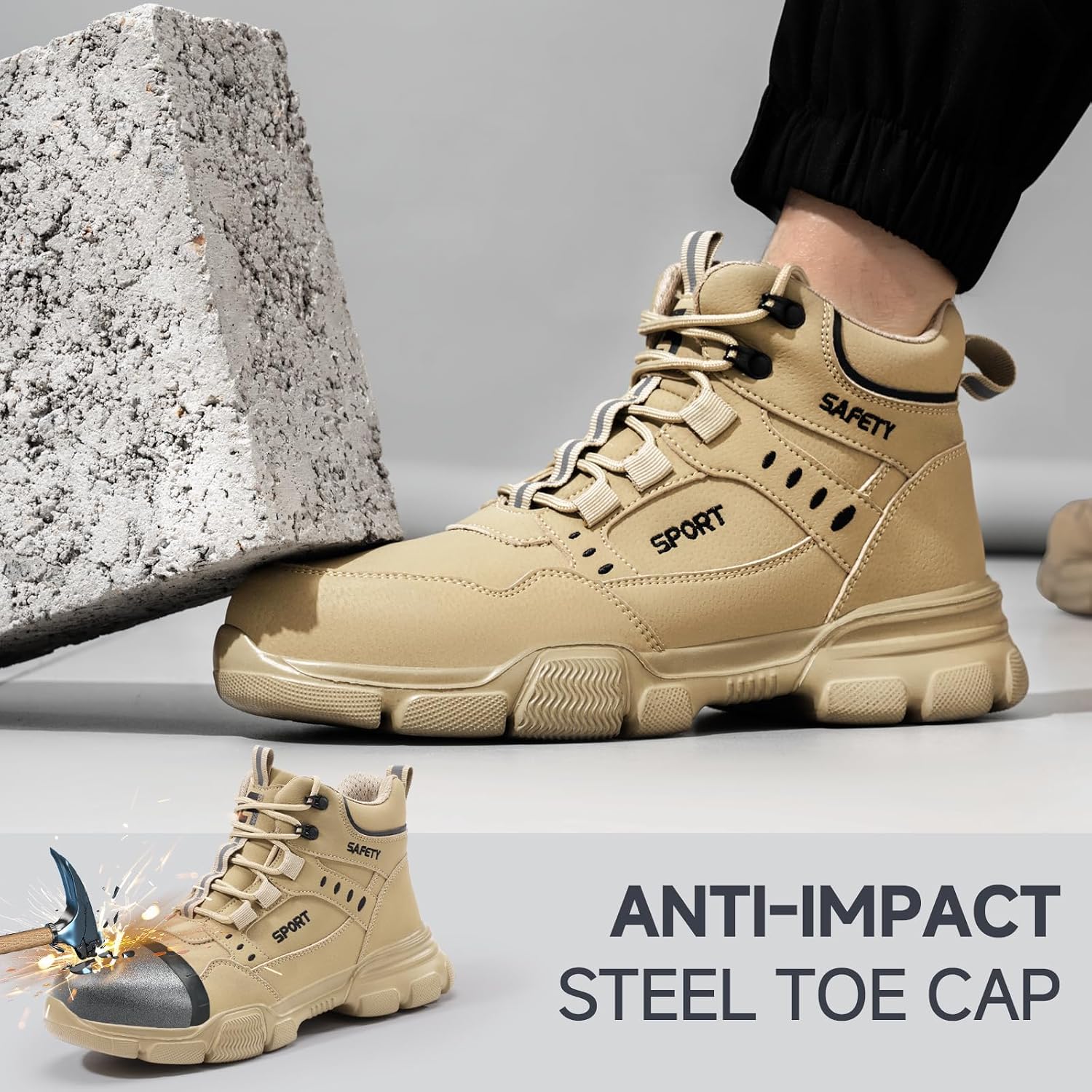 Steel Toe Boots for Men Lightweight Men's Safety Work Boots | Impact-Resistant,Puncture-Resistant Safety