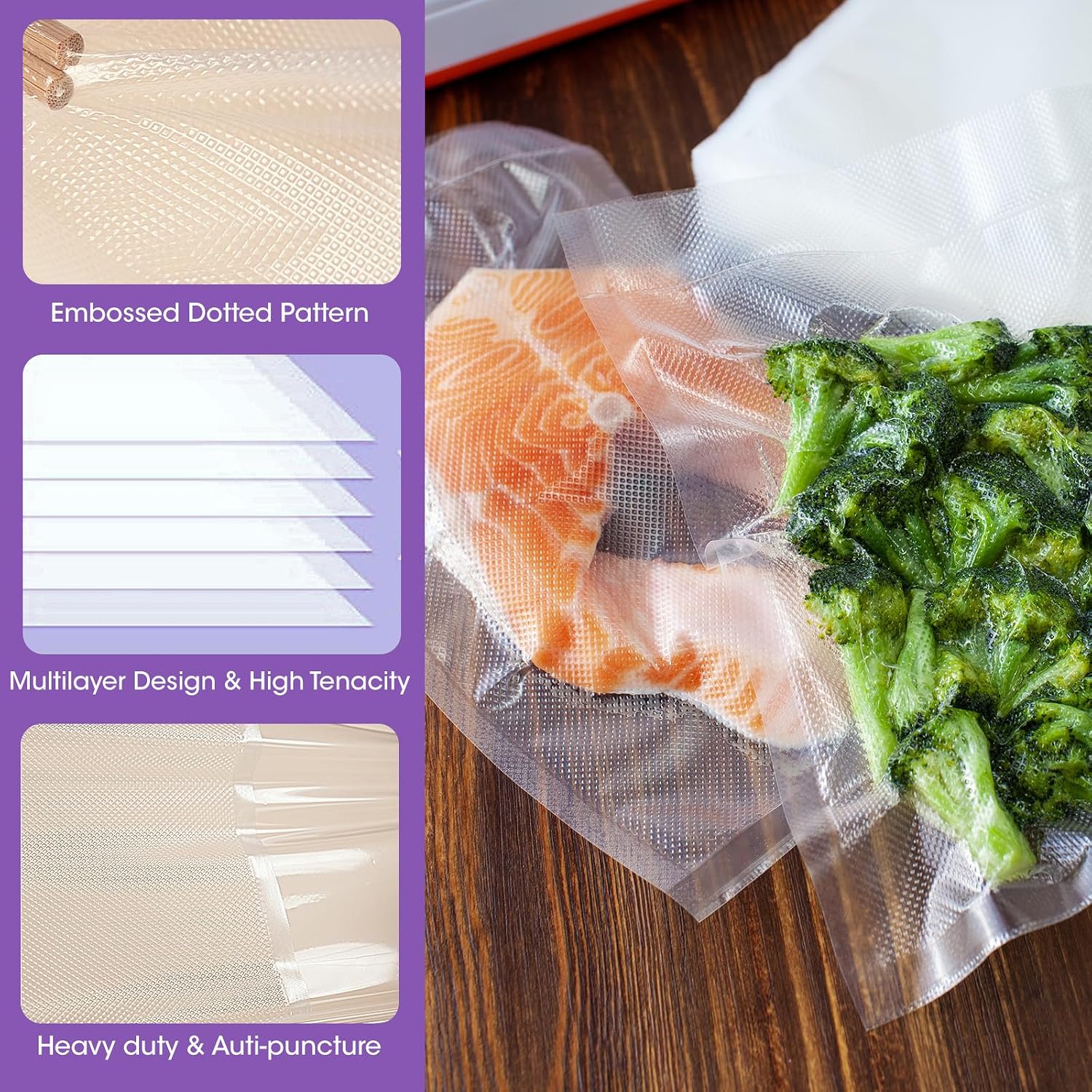 Vacuum Sealer Bags Rolls for Food, 3 Rolls 11" x 20' Commercial Grade BPA Free, Heavy Duty Puncture Prevention for