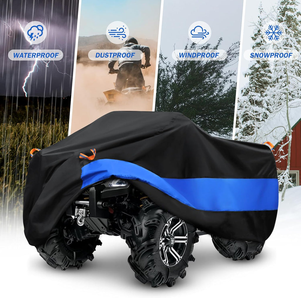 ATV Cover Waterproof Heavy Duty Universal Quad Cover Outdoor Storage Cover 4 Wheeler UV Protection for Polaris Yamaha