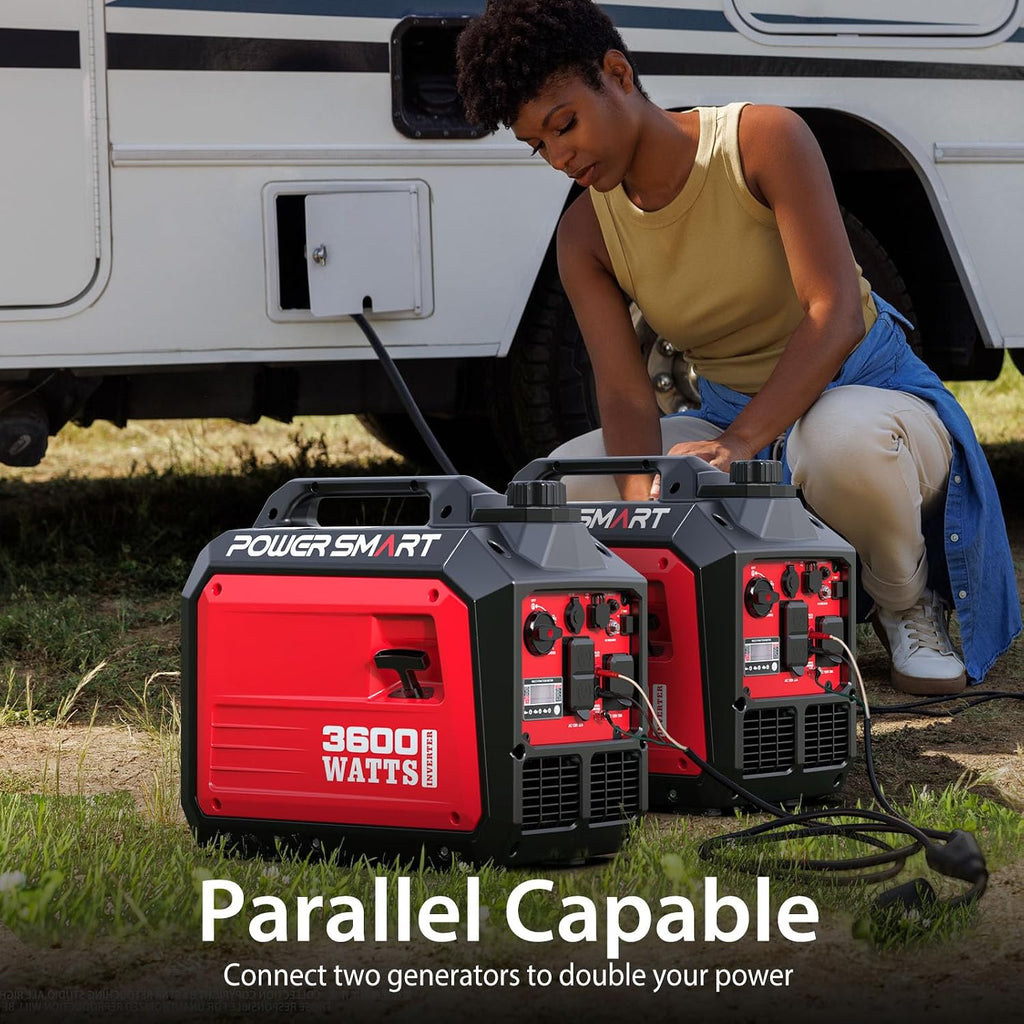 3600 Watt Portable Inverter Generator | Long Runtime 8 Hours; Super Quiet 59dBA; Clean Power; Parallel Ready; 30 Amp