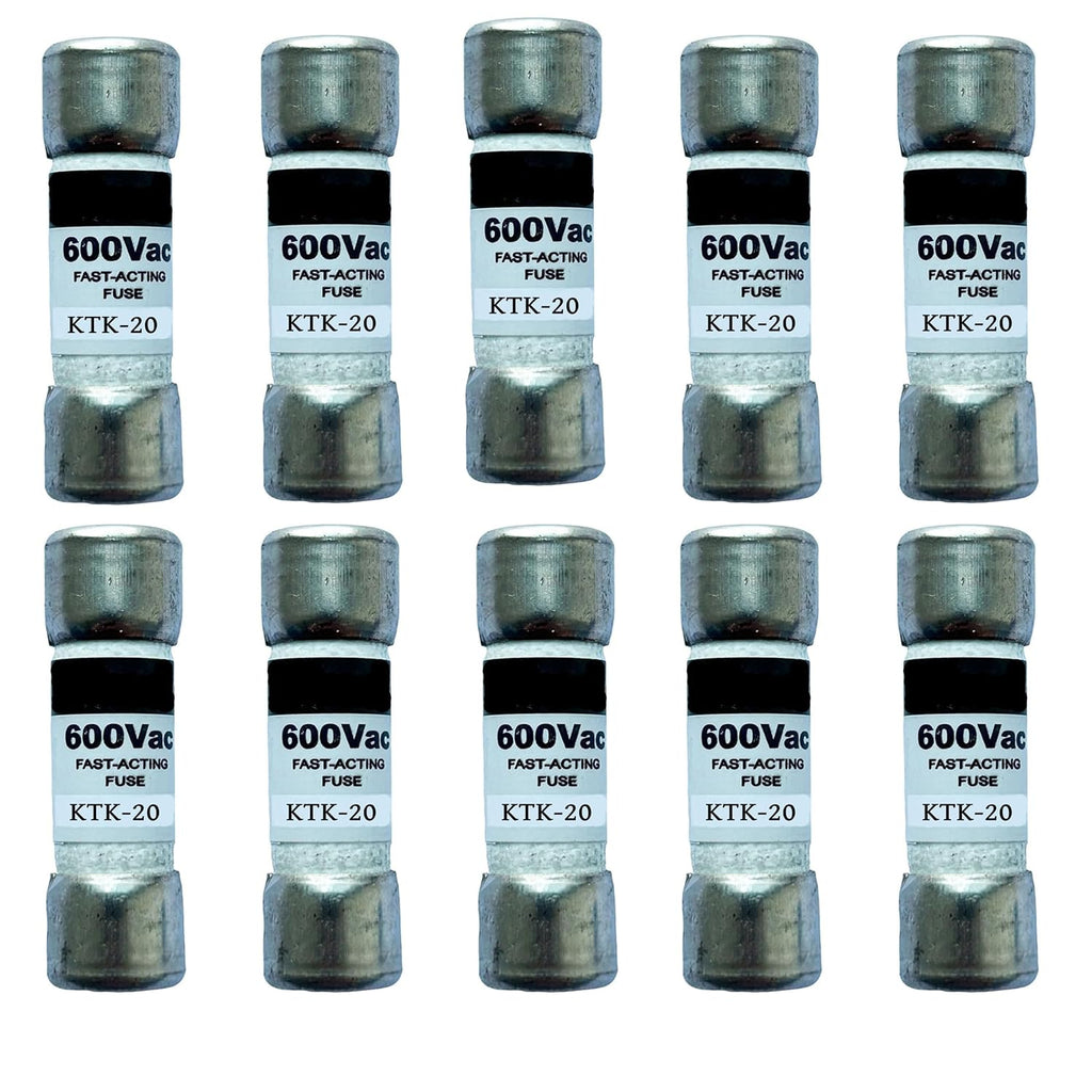 10-Pack New KTK-20 KTK-20A 600Vac Fast Acting Fuse,KTK 20A Class CC Cartridge Fuses