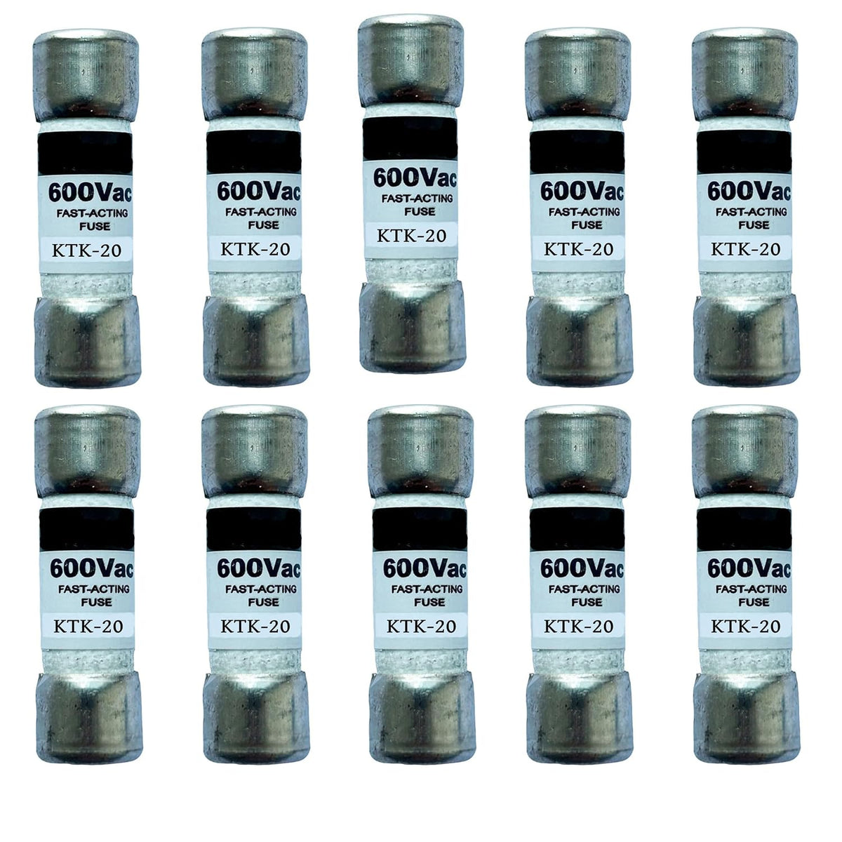 10-Pack New KTK-20 KTK-20A 600Vac Fast Acting Fuse,KTK 20A Class CC Cartridge Fuses