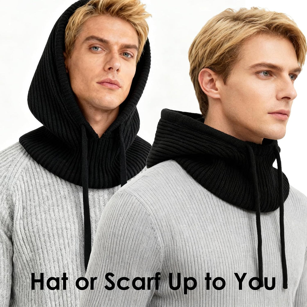 Winter Balaclava Hat for Men Women,Windproof Blend Hooded Scarf Hat Warm Fleece Lined Neck Gaiter Beanie Cap for Cold