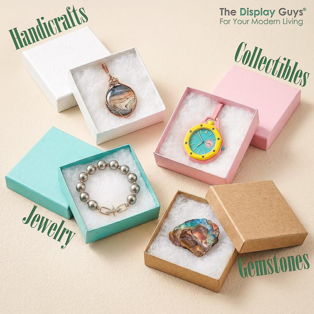 TheDisplayGuys 100-Pack 3.5" Jewelry Gift Boxes - Marble White