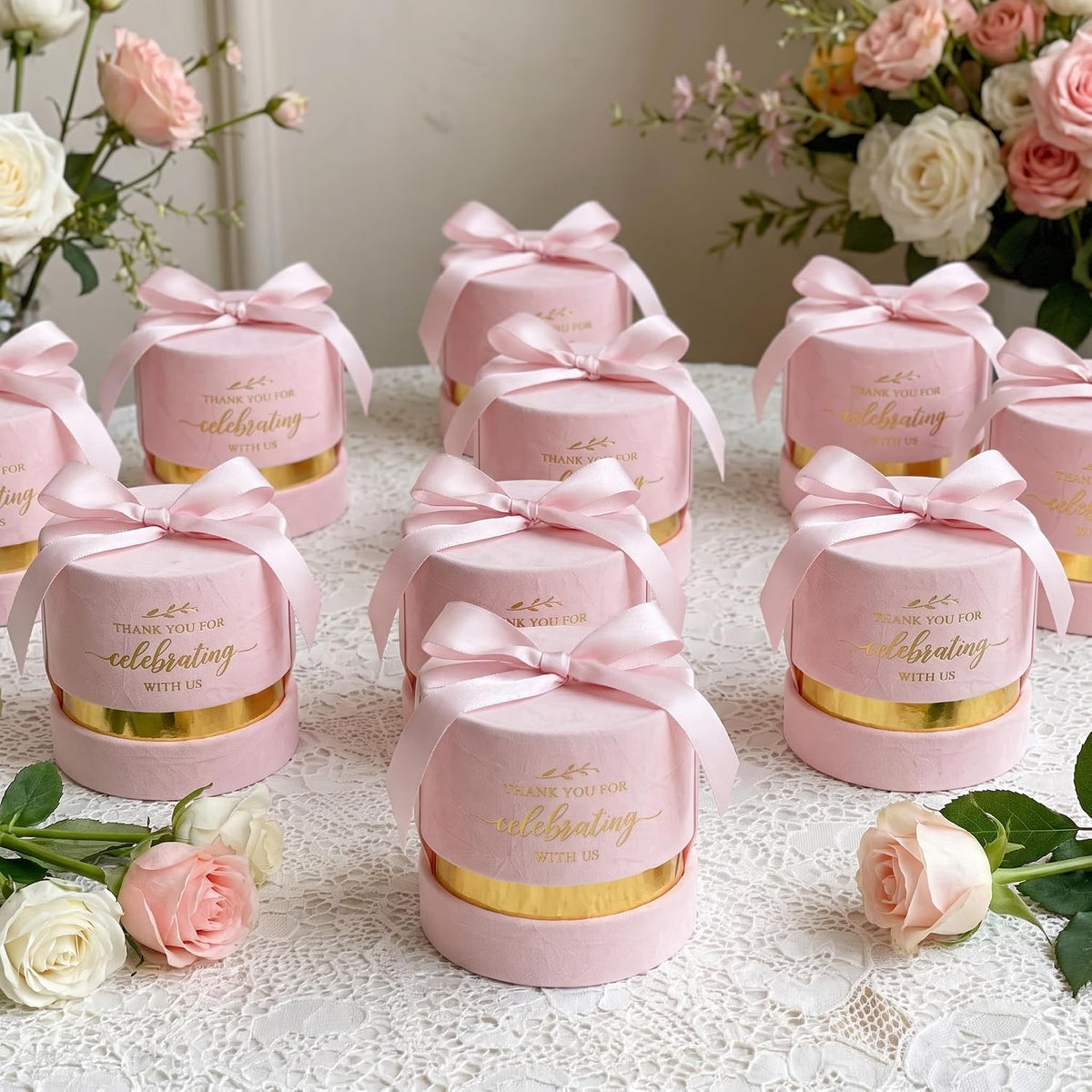 6-Pack Luxury Dusty Rose Favor Boxes, Wedding Gift Candy Boxes