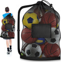 Extra Large Soccer Ball Bag, 40" x 30" Drawstring Mesh Ball Bag with Pocket, Heavy Duty Sport Net Sack for Coaches