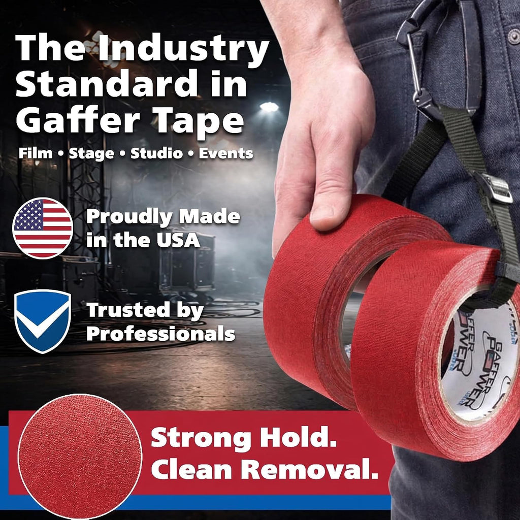 Red Gaffer Tape 2 Inch x 30 Yards, Pro Grade, Made in USA