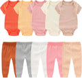 Newborn Baby Layette Gift Set 10-Piece Baby Boy Girl Short Sleeve Bodysuits with Pants Infant Outfit Essentials