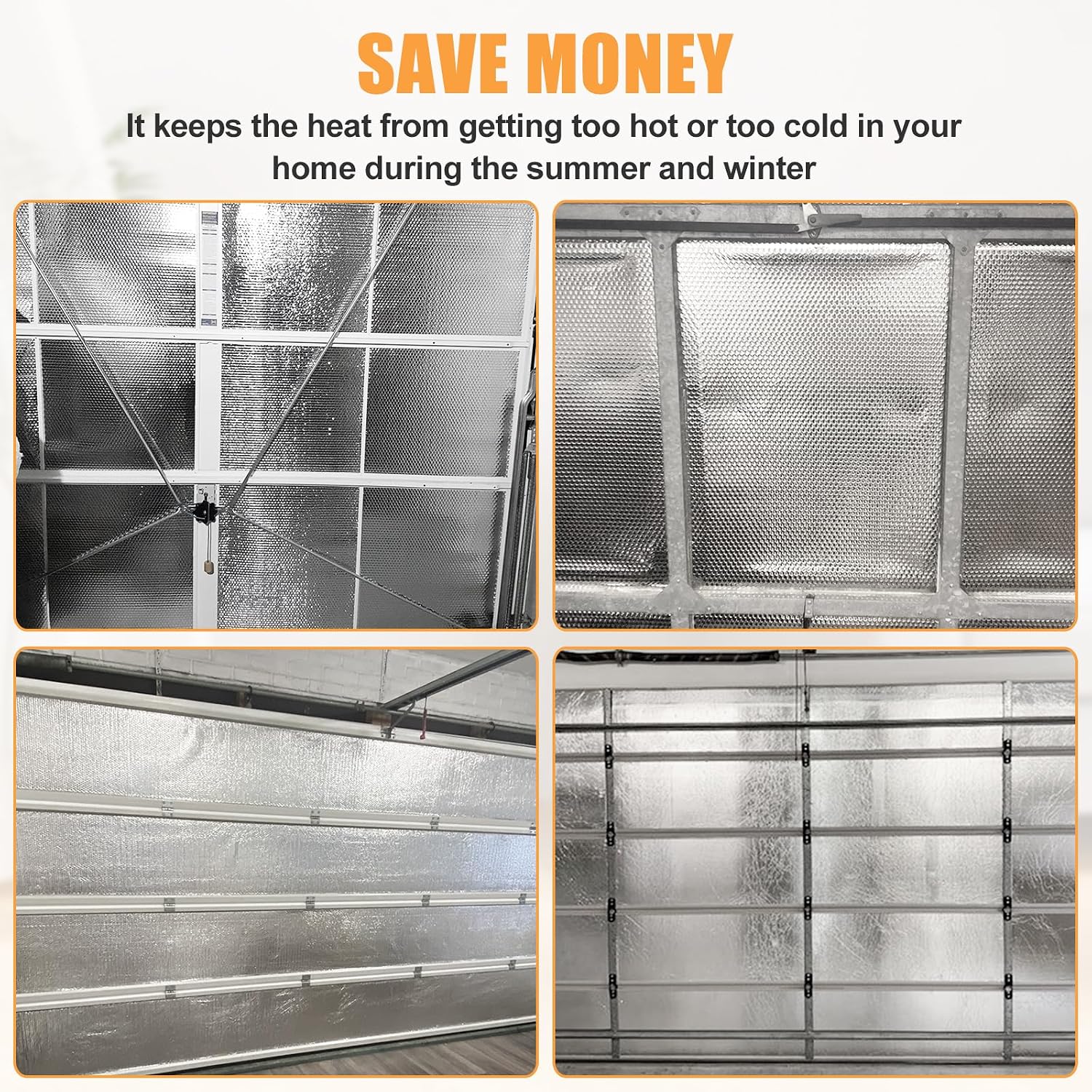 Garage Door Insulation Kit, 8 Pcs 48 x 24 Inch Reflective Aluminum Panels