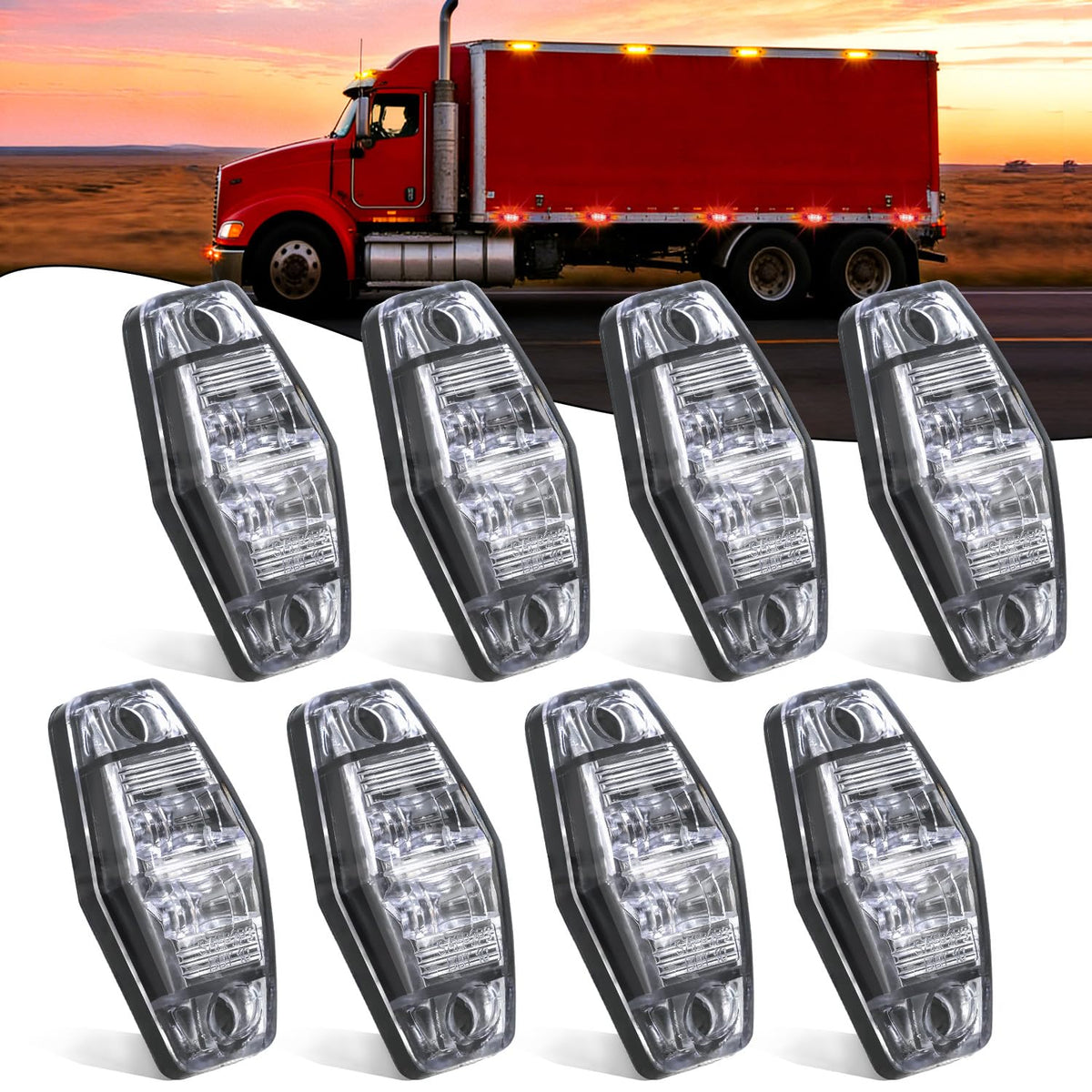 2.5" Oval Side Marker Light, White Lens Amber & Red LED Waterproof
