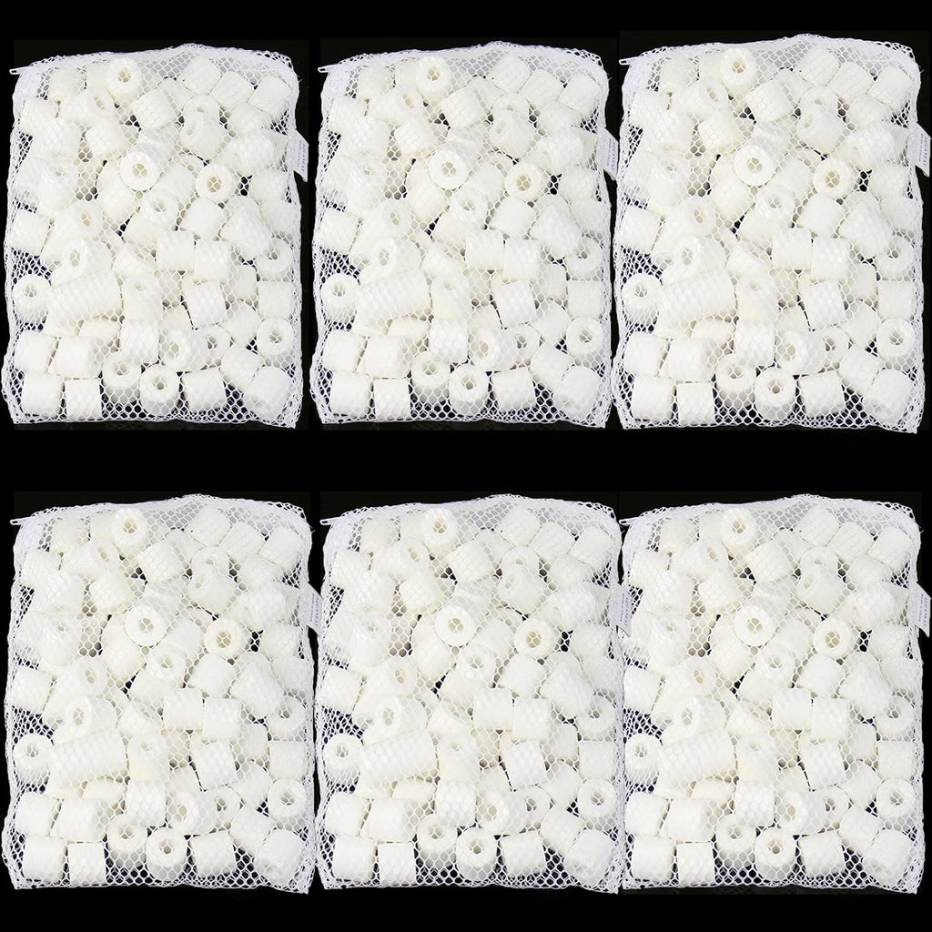 Bio Ceramic Rings 6 lbs Aquarium Sump Filter Media Fish Tank Koi Pond Canister Filter Media in 6 Free Mesh Bags