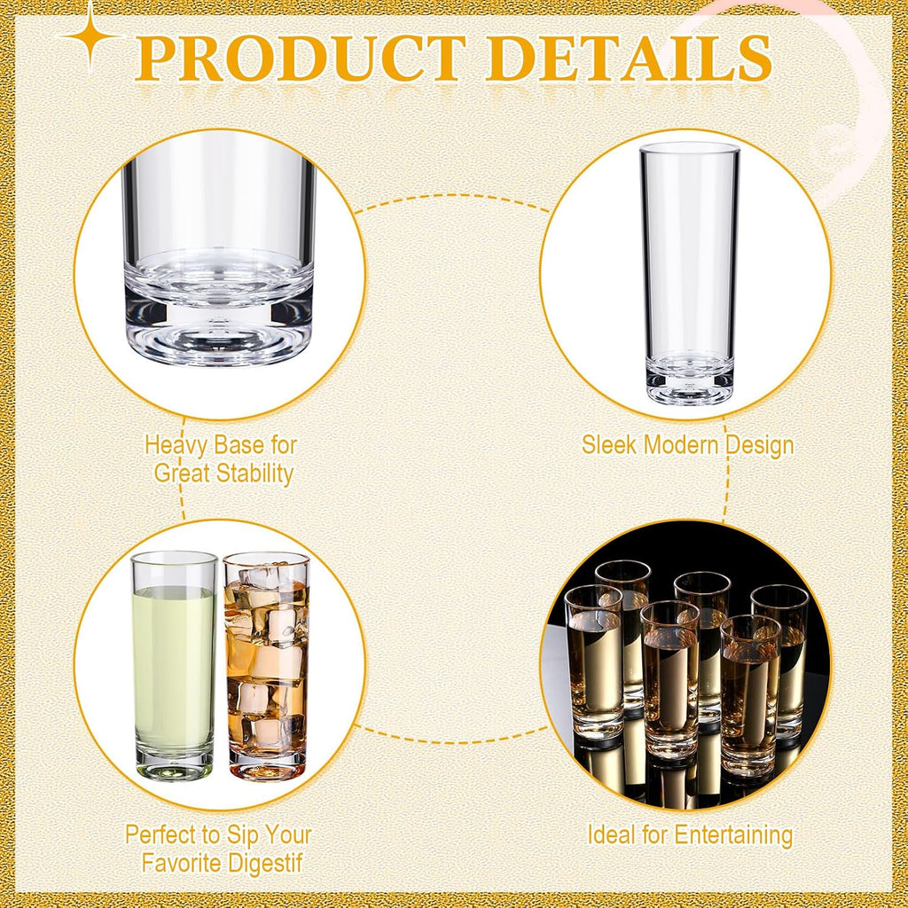 72 Pcs 2.2 oz Shot Glasses Set, Mini Shot Cup Bulk, Tall