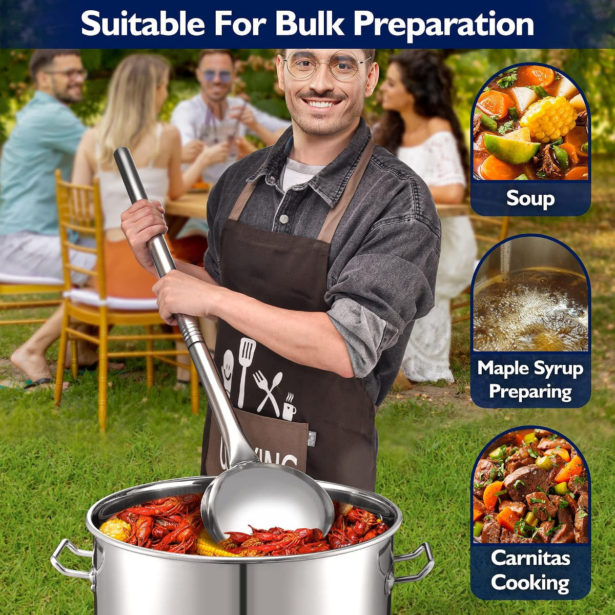 ARC 36 Inch Stainless Steel Mixing ladle with Threads Removable Handle