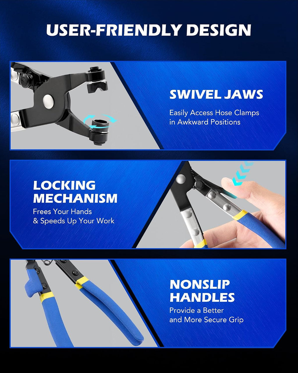 9pcs Hose Clamp Pliers for Fuel Oil & Water Hoses, Automotive Long Reach Hose Clamp Remover Kit with Flexible Wire