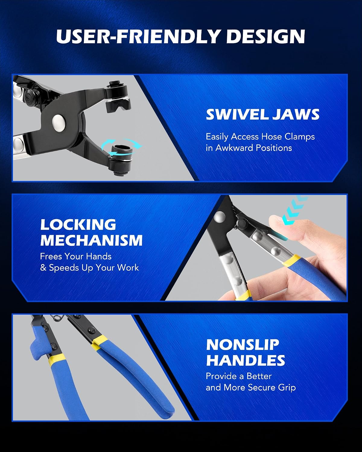 9pcs Hose Clamp Pliers for Fuel Oil & Water Hoses, Automotive Long Reach Hose Clamp Remover Kit with Flexible Wire