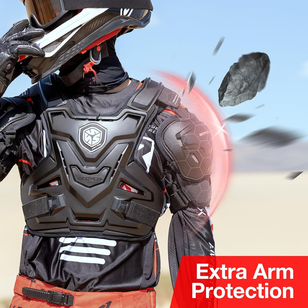 Chest Protector Motocross Breathable Motorcycle Armor Vest for Adult | Adjustable Dirt Bike Chest and Back Protective