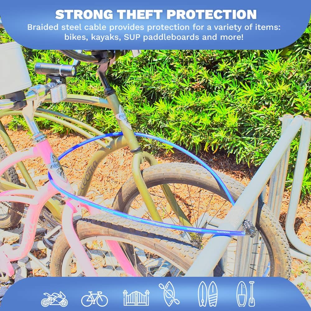 Security Cable Lock (5' to 25’ Lengths) with Combination, 5ft | Weatherproof, Resettable Combination, Multi-Purpose