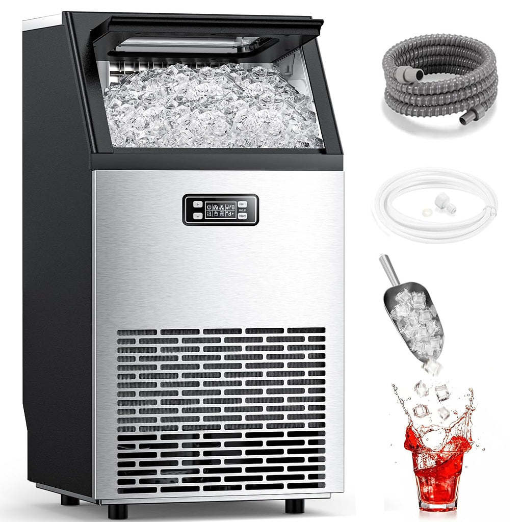 Commercial Ice Maker Machine 100Lbs/24H, Stainless Steel Undercounter Ice Maker with 33Lbs Storage Capacity