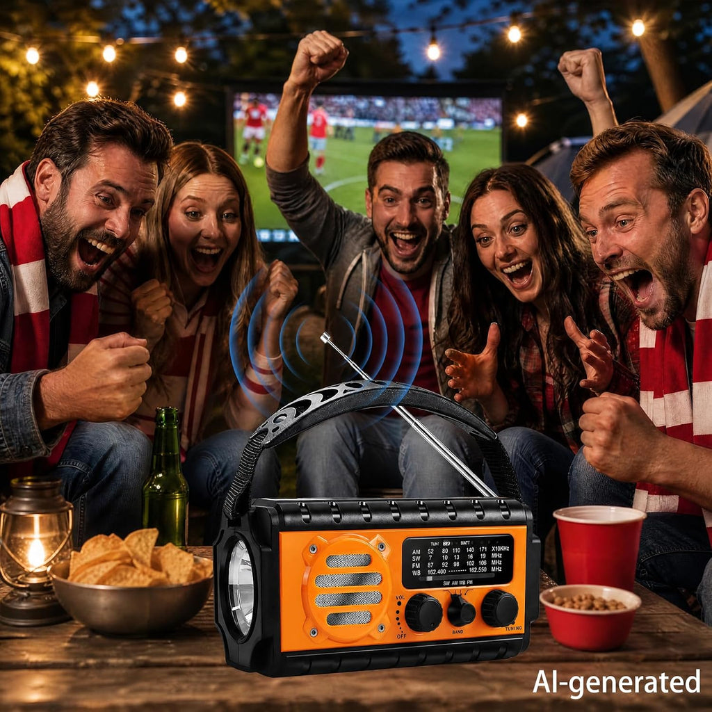 Solar Hand Crank Emergency Radio, 20000mAh AM FM NOAA Weather Radio | Clear radio reception, built‑in LED flashlight
