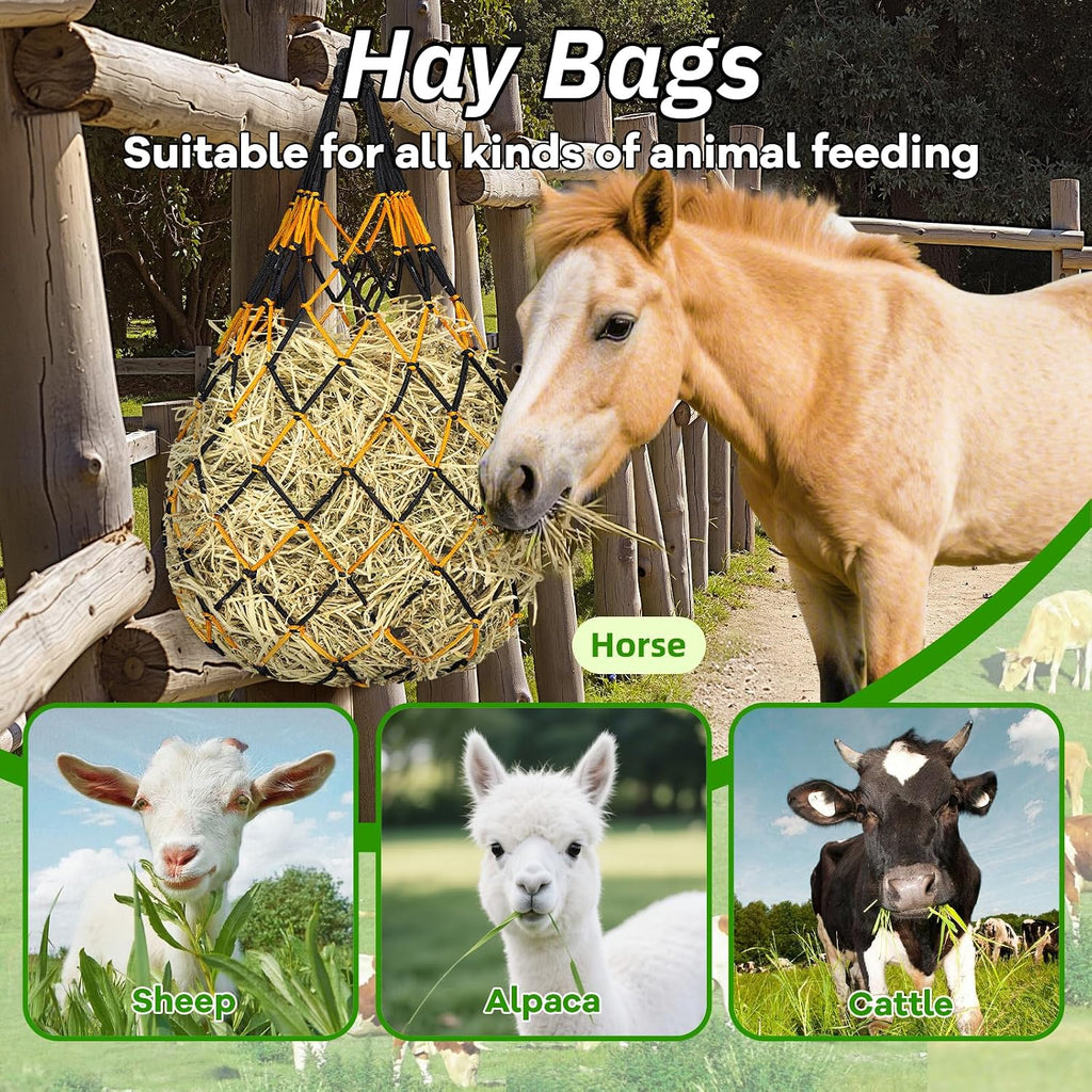 3 Pcs Hay Bags for Horses, Hay Nets for Horses Goat Sheep,Goat Hay Feeder for Slower Feeding,Strong Load-Bearing Hay